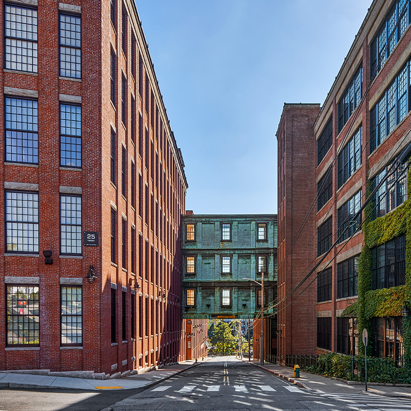 Street view of historic buildings in Providence Rhode island